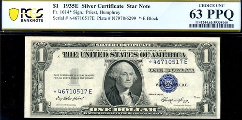 Hgr 1614 1935e 1 silver - fr.1614*, $1